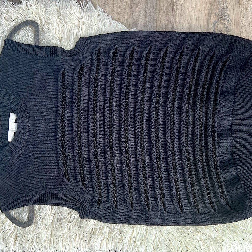 Alexander Wang Black sweater top with mesh see-through horizontal design, XS
